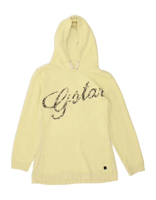 Hot Deal G-STAR Mens Graphic Hoodie Jumper Large Yellow Cotton