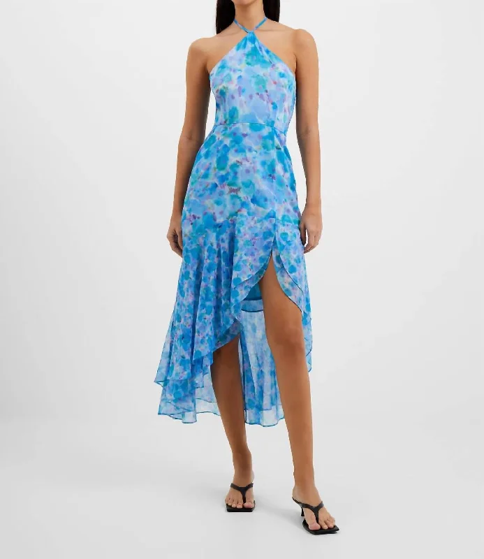 Price Blitz casual day dressGretha Hallie Crinkle Recycled Ruffle Dress In Stillwater Price Blitz casual day dressGretha Hallie Crinkle Recycled Ruffle Dress In Stillwater