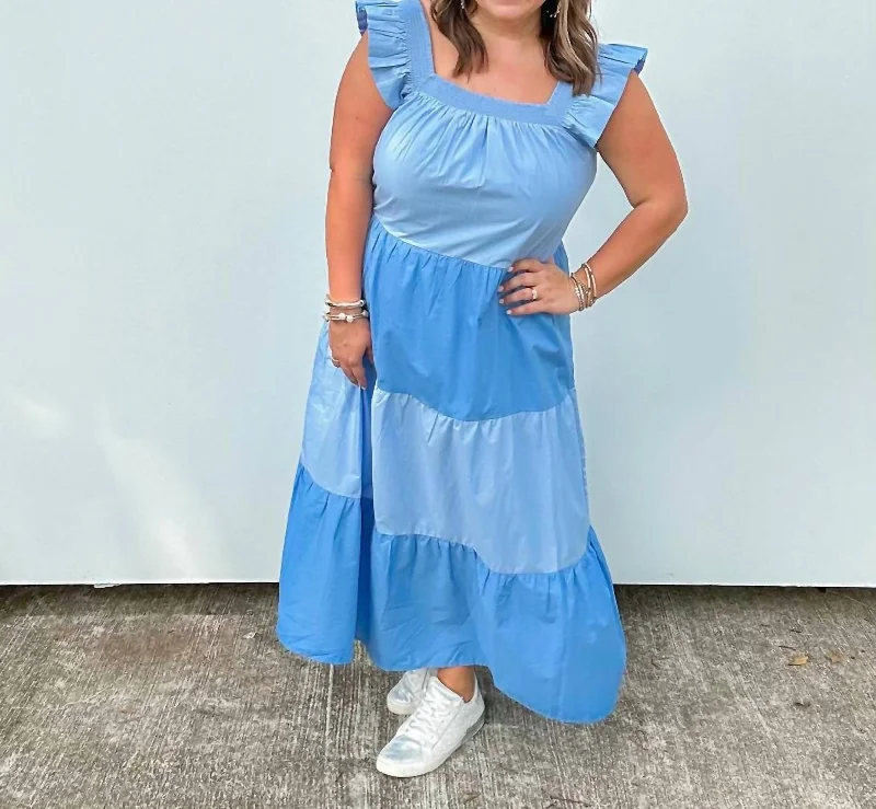 Low Prices relaxed fit dressMelsy Ruffle Midi Dress In Blue