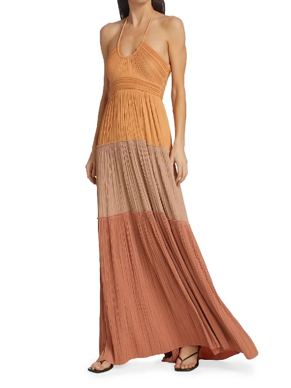 Weekend Deal elegant maxi dressCecilia Dress In Mandarin Brique Sorbet