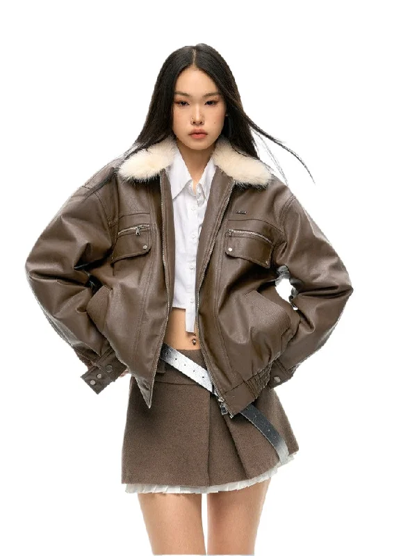 Instant Discount premium outdoor jacketVintage Silhouette Shearling Leather Jacket 