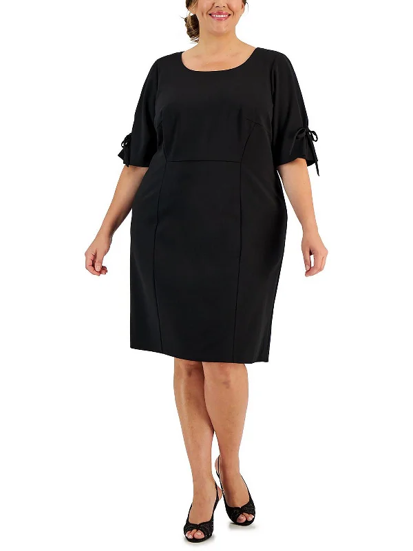 Buy Now fitted cocktail dressPlus Womens Round-Neck Knee Sheath Dress