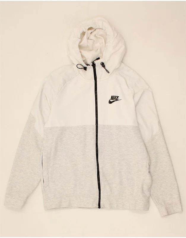Reduced Prices NIKE Mens Zip Hoodie Sweater Medium Grey Colourblock Cotton
