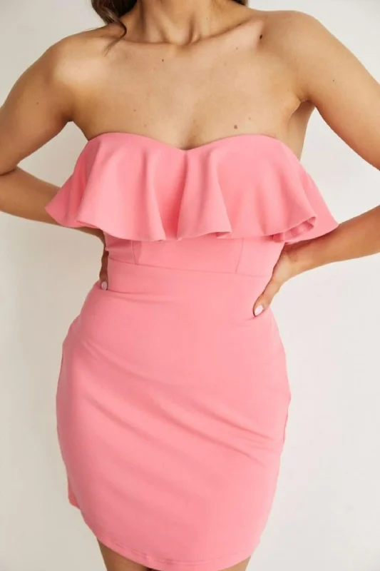 Special Savings cocktail party dressOff The Shoulder Hot Pink Mini Dress
