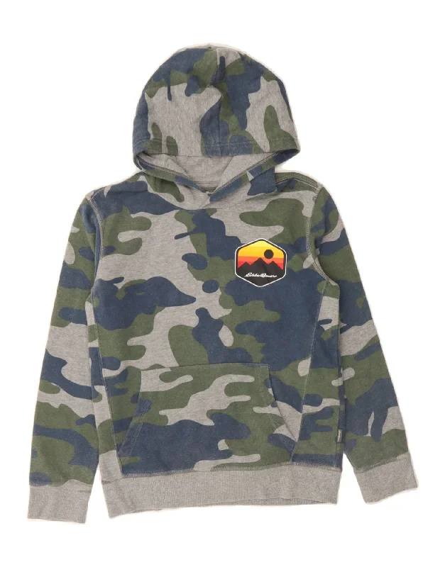 Time-Limited Offer EDDIE BAUER Boys Hoodie Jumper 10-11 Years Medium Grey Camouflage Cotton