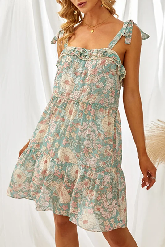 Limited Edition wrap dressPrinted Ruffled Square Neck Mini Dress