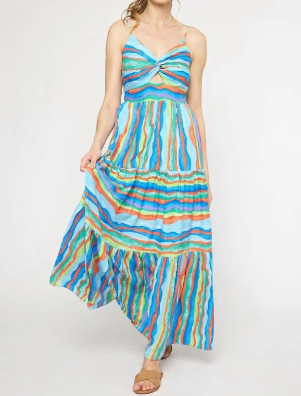 Flash Deals trendy bodycon dressStripe Maxi Dress In Blue/green