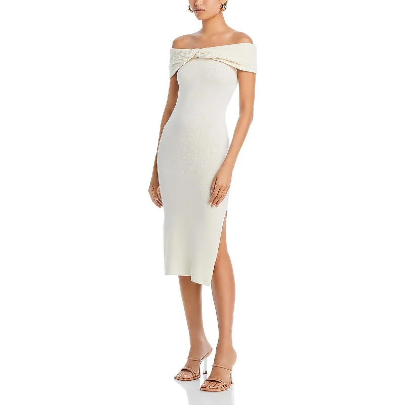 Closeout satin dressMilly Womens Wool Twist Front Midi Dress