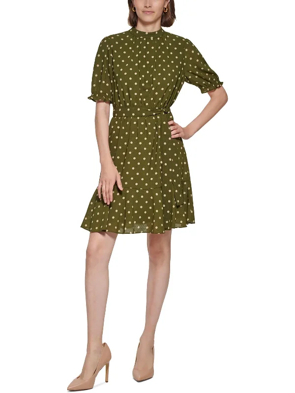 Incredible Offers modern dressWomens Mock Neck Polka Dot Mini Dress