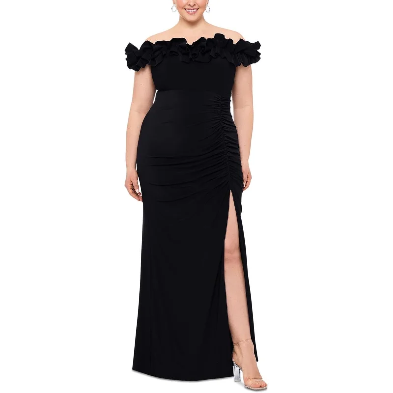 Savings Spectacular boho dressXscape Womens Plus Full Length Off-The-Shoulder Evening Dress