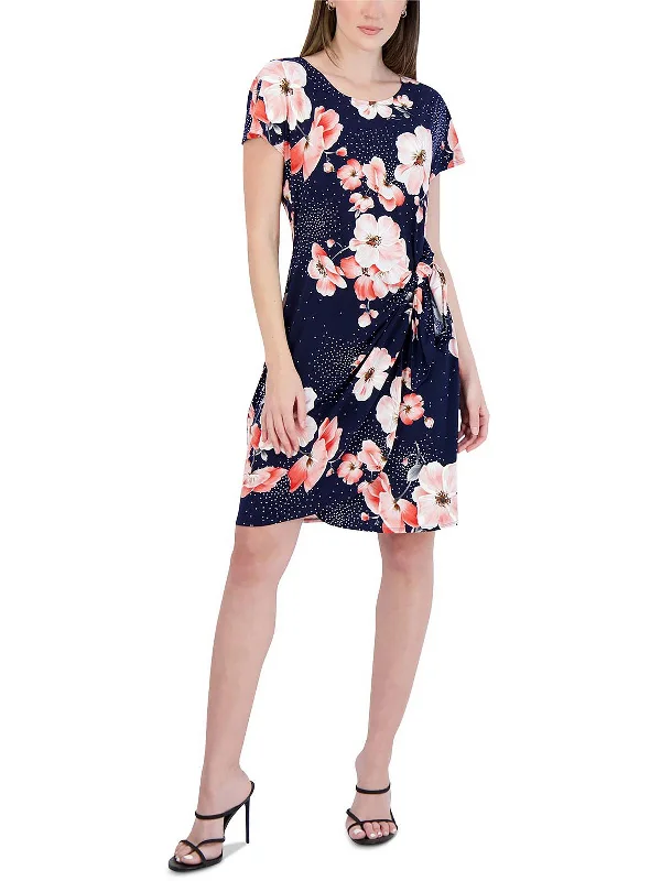 Price Drop silk dressPetites Womens Printed Knee Sheath Dress