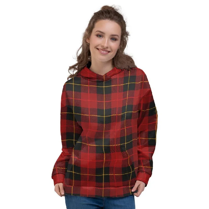 Extra Savings Black And Red Plaid Tartan Women's Hoodie