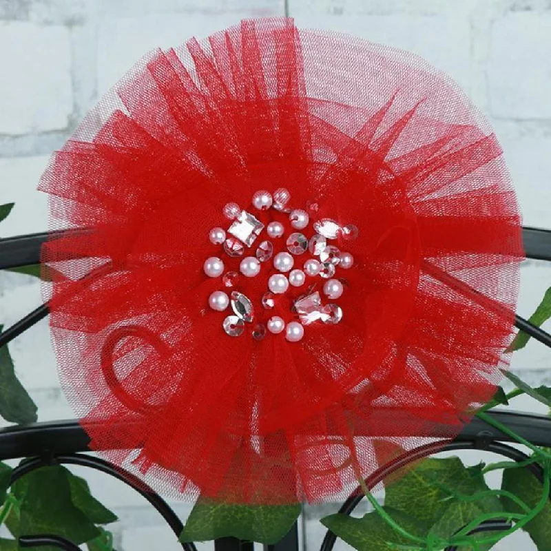 Price Slash silk dressRed Tulle Clip or Headband