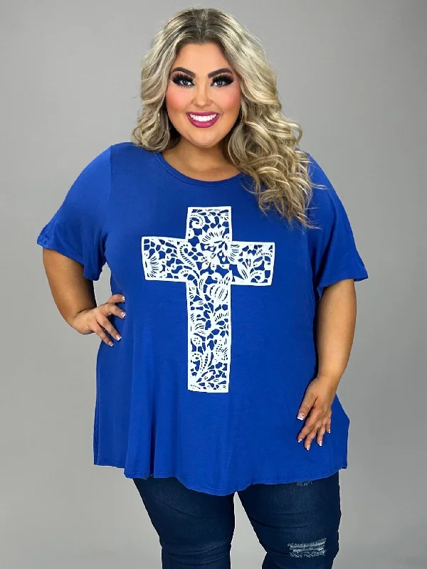 Major Savings long sleeve dress98 GT-C {In The Cross Is Life} Royal Blue Tunic w/Ivory Cross CURVY BRAND!!!  XL 2X 3X 4X 5X 6X (May Size Down 1 Size)