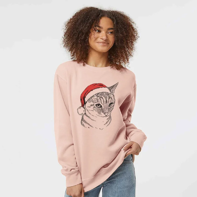 Don't Wait versatile gym hoodieSanta Dora the Tabby Cat - Unisex Pigment Dyed Crew Sweatshirt
