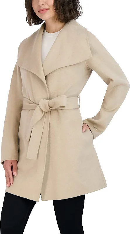 Closeout street style jacketTahari Women's Wool Wrap Coat with Tie Belt, Light Beige