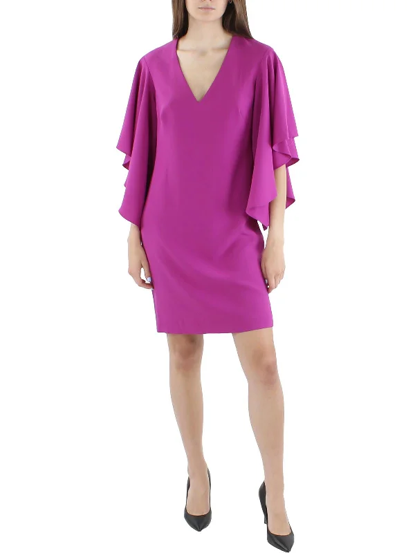 Value Deals bohemian dressWomens Knit Flutter Sleeves Shift Dress