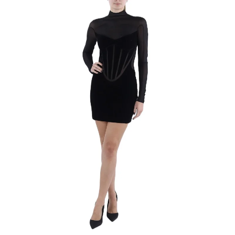 Deal Dash trendy wrap dressMugler Womens Mesh Inset Tight Bodycon Dress