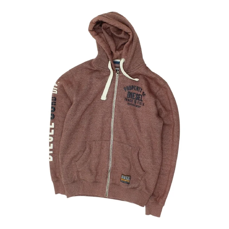 Limited Time Diesel Mens Brown Full Zip Hoodie | Casual Sportswear Jumper Hoody VTG