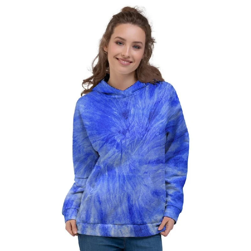 Stock Clearance Blue Tie Dye Print Women's Hoodie