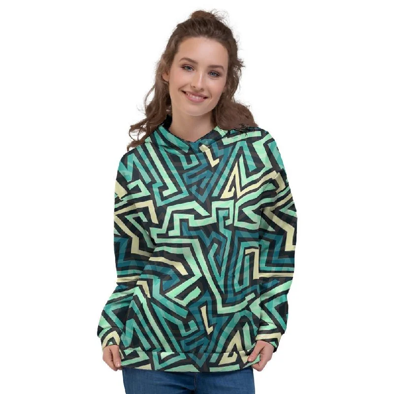 Markdowns Green Geometric Abstract Women's Hoodie