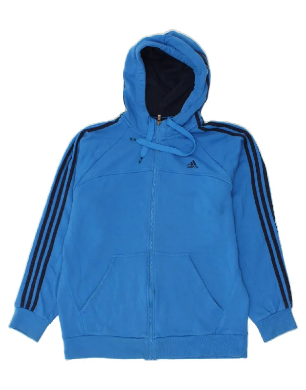 Price Cut ADIDAS Mens Zip Hoodie Sweater Large Blue Cotton