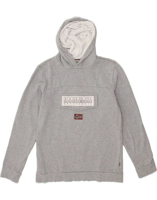 Time-Limited Offer NAPAPIJRI Boys Graphic Hoodie Jumper 13-14 Years Grey Cotton