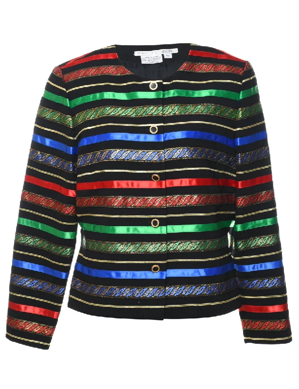 Flash Sale minimalist jacketMulti-colour Striped Evening Jacket - M
