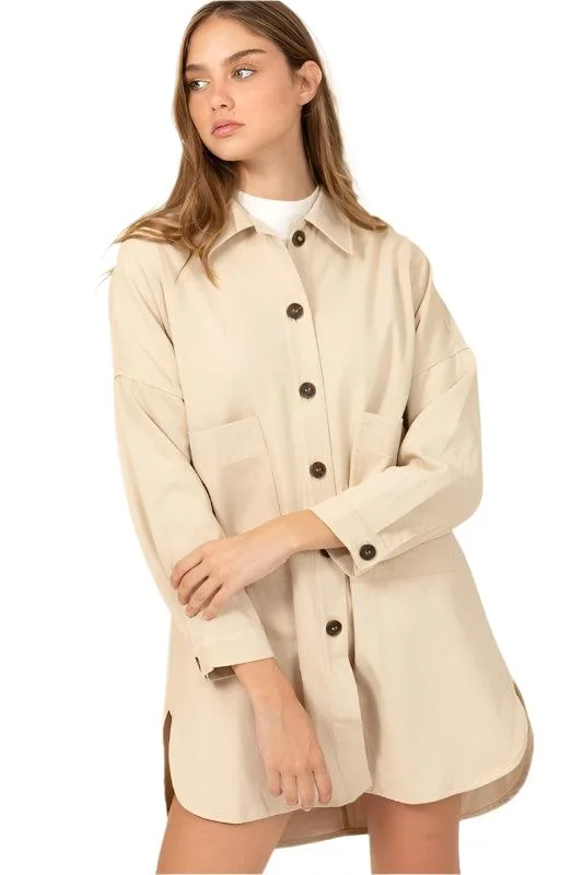 Buy Now functional puffer jacketSweet Fling Oversized Shirt Jacket