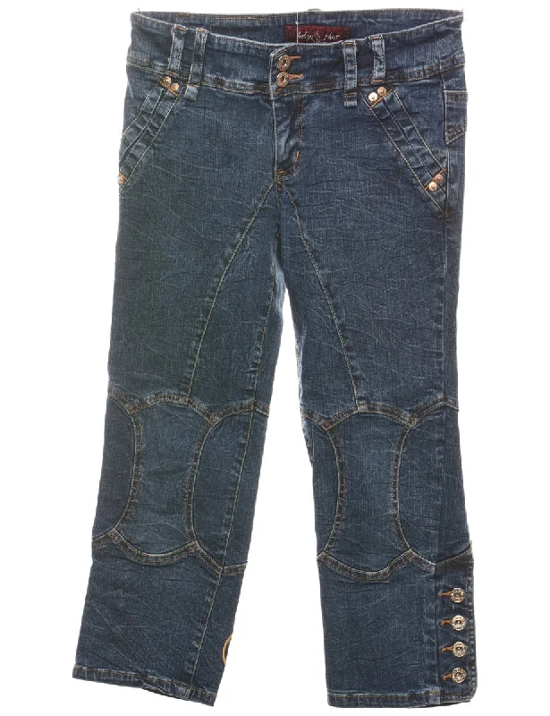 Inventory Reduction urban jacketCropped Medium Wash Embroidered Baby Phat Y2K Jeans - W27 L22