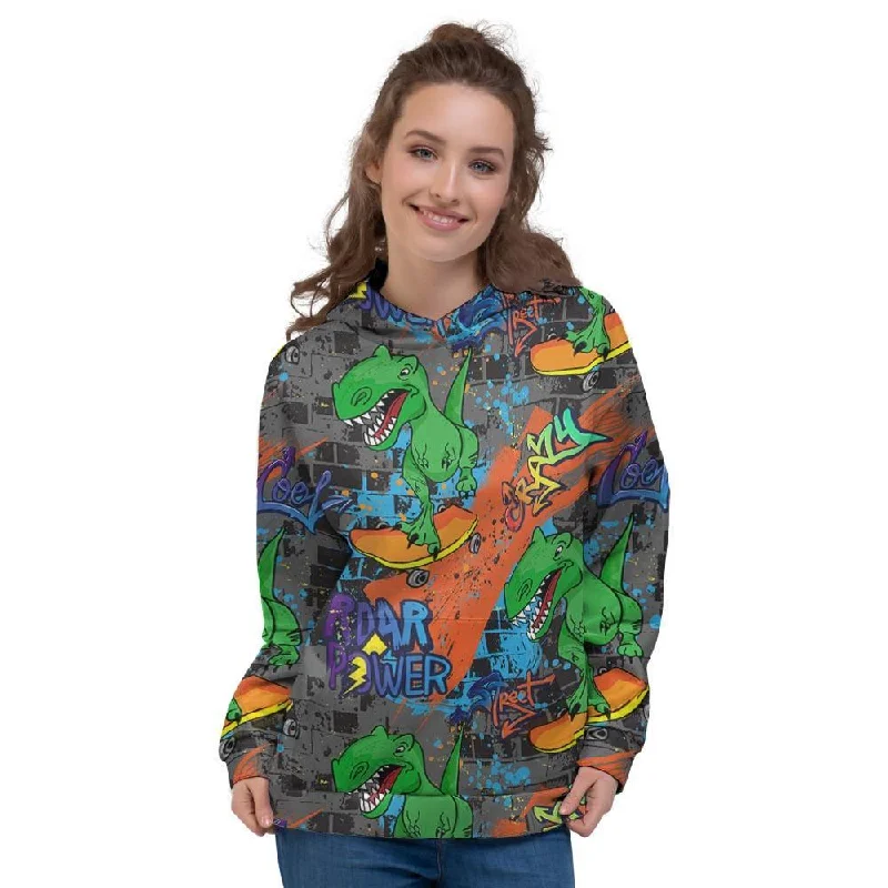 Deep Discounts Dinosaur T-rex Graffiti Print Women's Hoodie