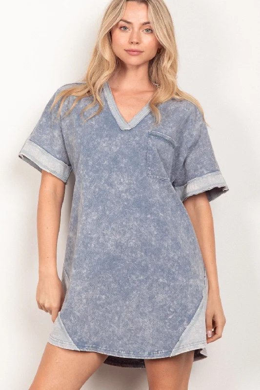 Final Clearance satin midi dressVERY J Short Sleeve V-Neck Tee Dress
