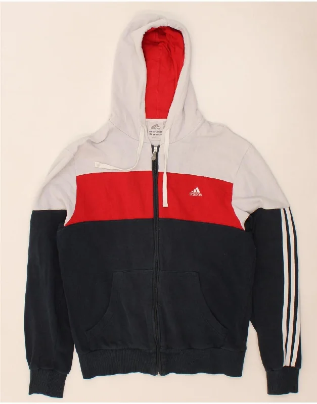 Lowest Prices ADIDAS Mens Zip Hoodie Sweater UK 38/40 Medium Navy Blue Colourblock