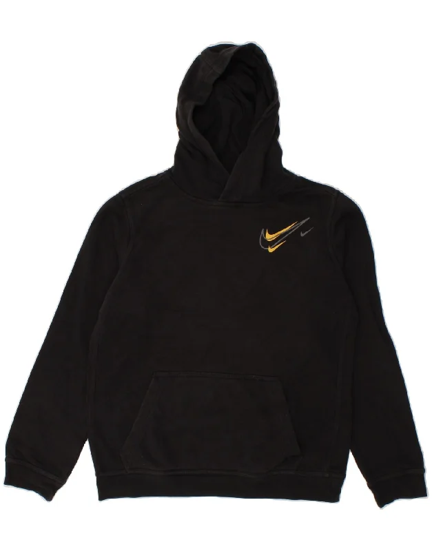 Super Deal NIKE Boys Hoodie Jumper 13-14 Years XL Black Cotton