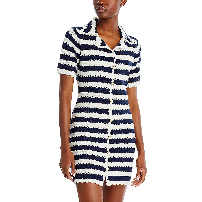 Act Fast ruffle dressFore Womens Crochet Collared Mini Dress