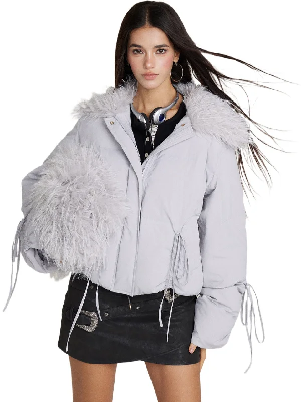 Epic Deals trendy coat jacketWinter Drawstring Fur Collar Down