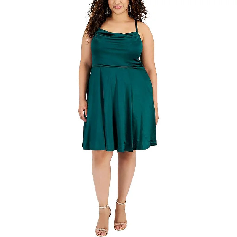 Deal Explosion elegant evening dressEmerald Sundae Womens Plus Mini Cowl Neck Fit & Flare Dress Deal Explosion elegant evening dressEmerald Sundae Womens Plus Mini Cowl Neck Fit & Flare Dress