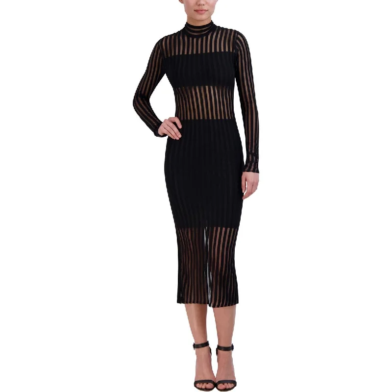 Price Drop chic dressBCBGMAXAZRIA Womens Sheer Striped Midi Dress