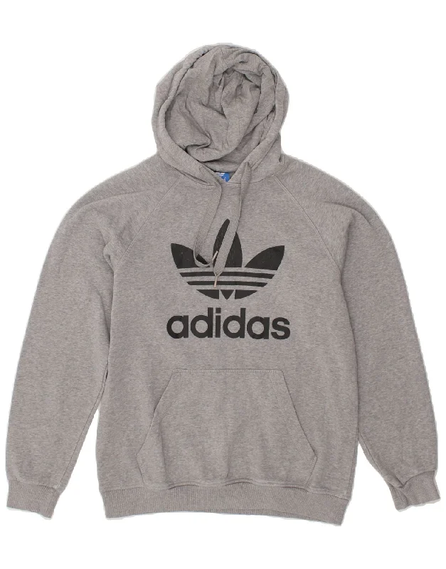 Deep Discounts ADIDAS Mens Graphic Hoodie Jumper Medium Grey Cotton