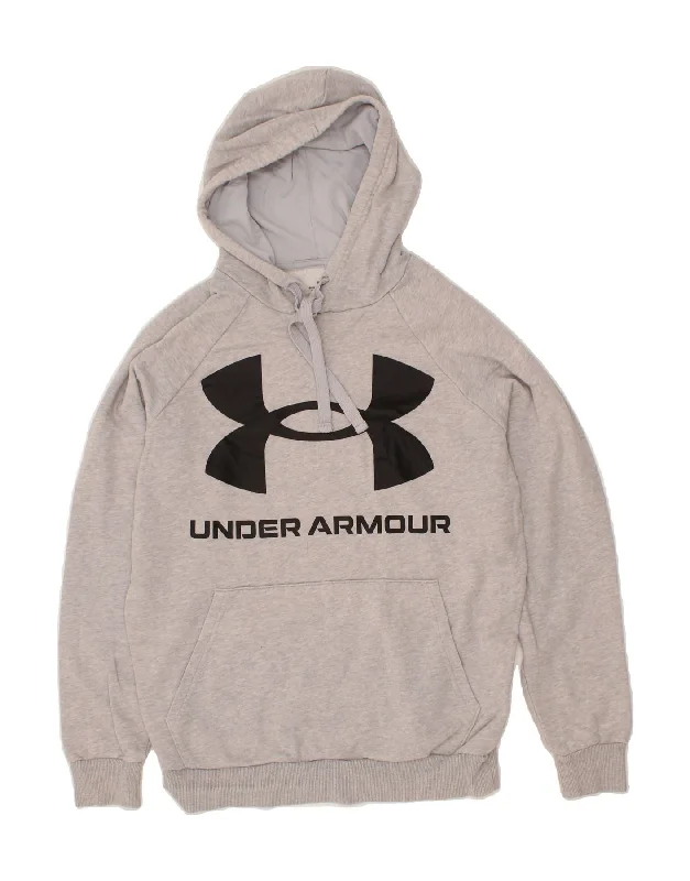 Final Clearance UNDER ARMOUR Mens Cold Gear Graphic Hoodie Jumper XS Grey Cotton