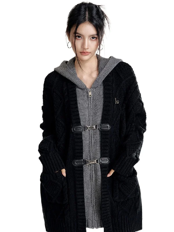 Midnight Madness slim fit jacketHooded KnitFake Two-Piece Silhouette Jacket