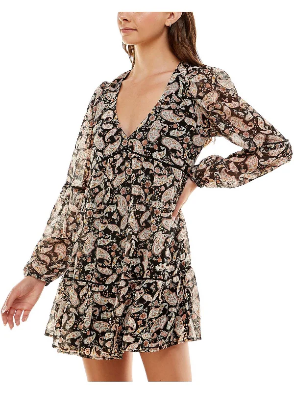 Lowest Price ruffle dressJuniors Womens Paisley Mini Fit & Flare Dress