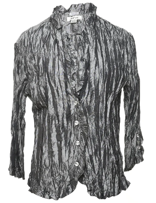 Shop and Save sporty jacketSilver Metallic Ruched Evening Jacket - M