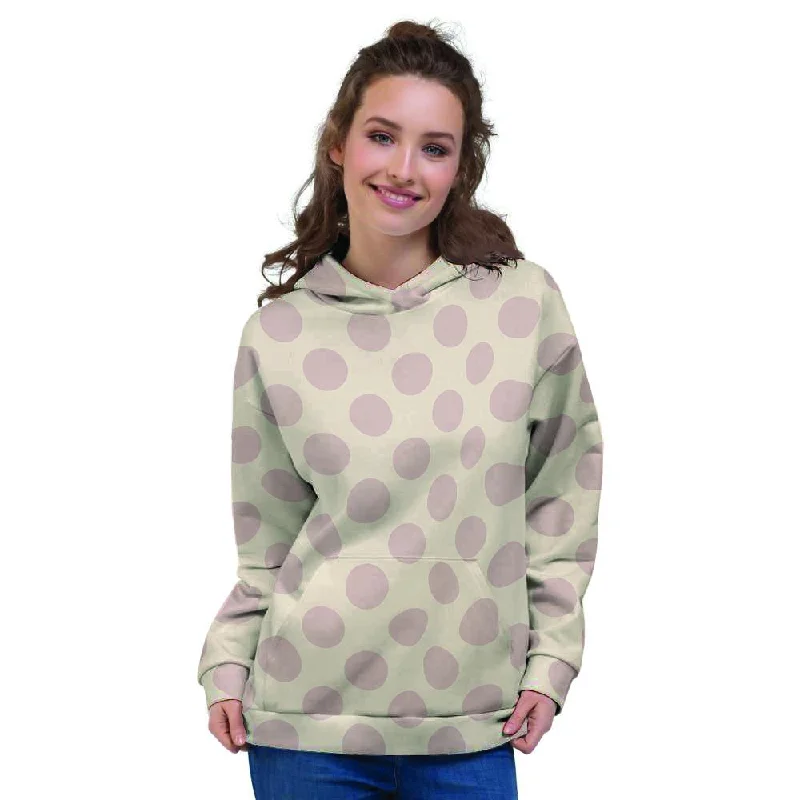 Instant Discount Brown And Cream Polka Dot Women's Hoodie
