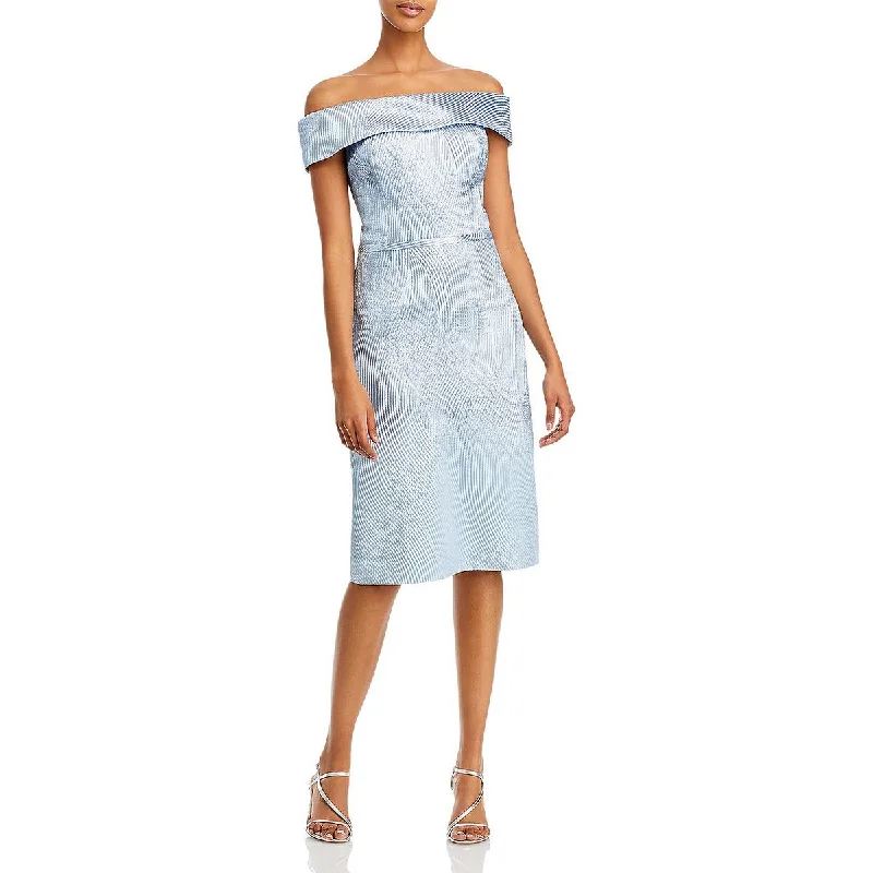 Savings Spectacular velvet dressRickie Freeman Teri Jon Womens Metallic Off-The-Shoulder Sheath Dress