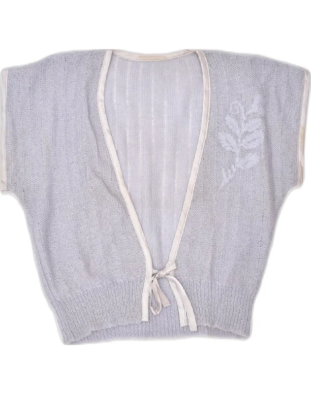 Shop and Save lightweight pullover hoodieVINTAGE Womens Sleeveless Cardigan Sweater UK 14 Large Grey Wool