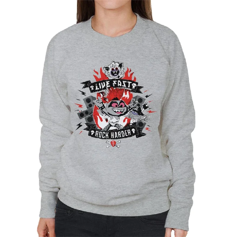 Referral Discount fashion gym hoodieTrolls Live Fast Rock Harder Women's Sweatshirt