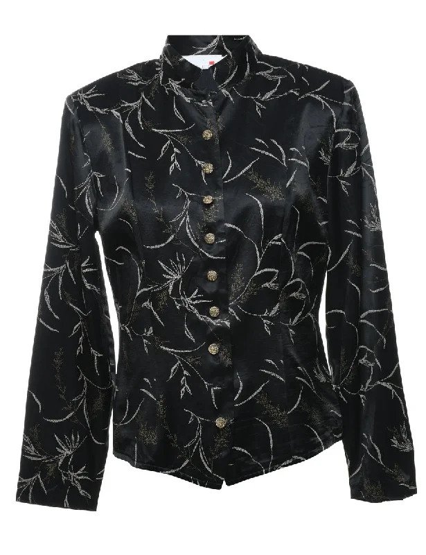 Act Now cozy winter jacketBlack & Silver Floral Sparkly Evening Jacket - M