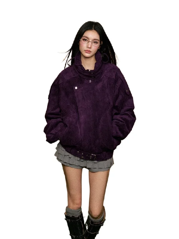 Bargain Prices versatile jacketSuede Oversized Collar Jacket