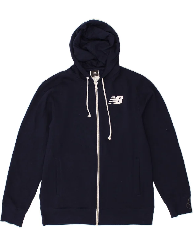 Buy More, Save More NEW BALANCE Mens Zip Hoodie Sweater Large Navy Blue Cotton